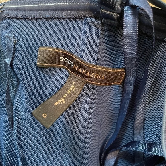 Bcbgmaxazria Blue Satin Mini Sleeveless Cocktail Dress 0 - Picture 5 of 7